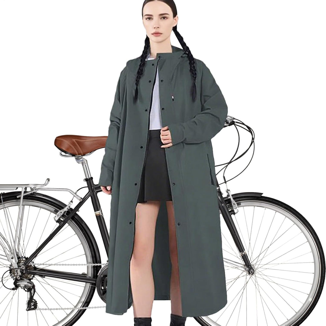 Unisex Veridra long raincoat in vibrant color, waterproof and windproof, perfect for outdoor activities