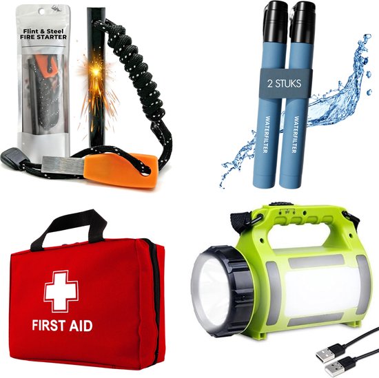 Unisex Versatile Emergency Survival Kit for outdoor adventures, camping, and preparedness. Essential first aid & gear.