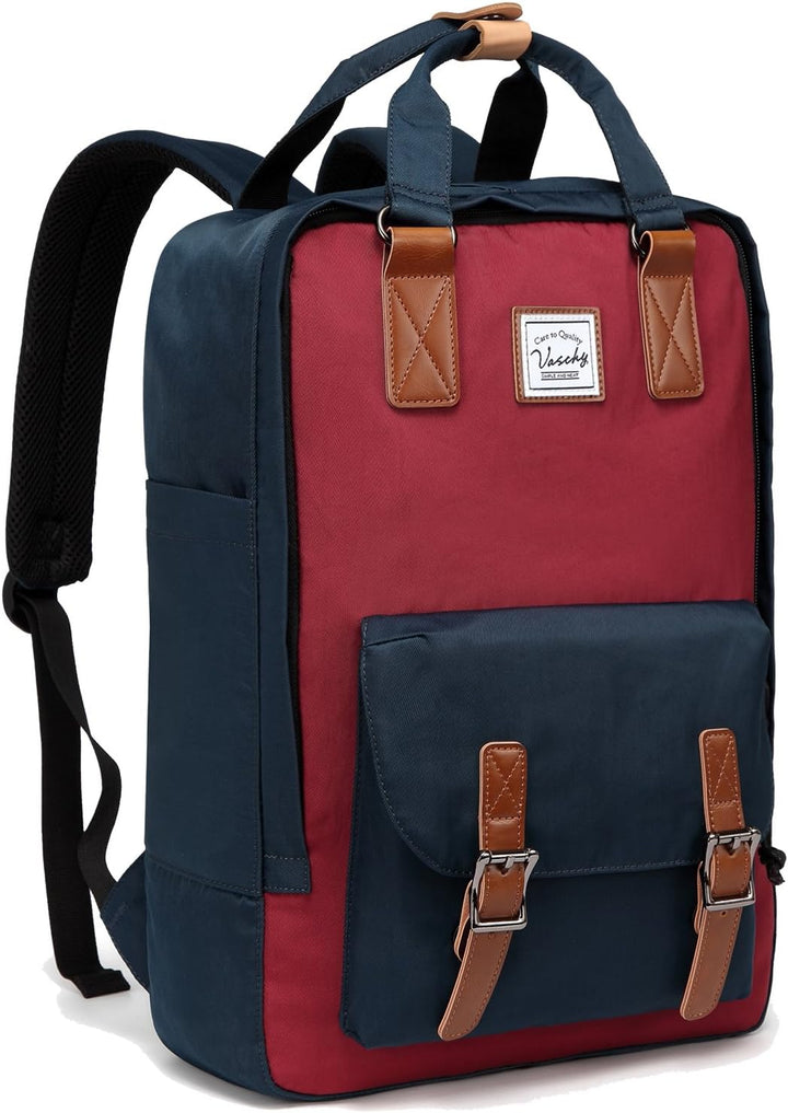 Organizer backpack for 15.6" laptops, vintage style, water-resistant, unisex.