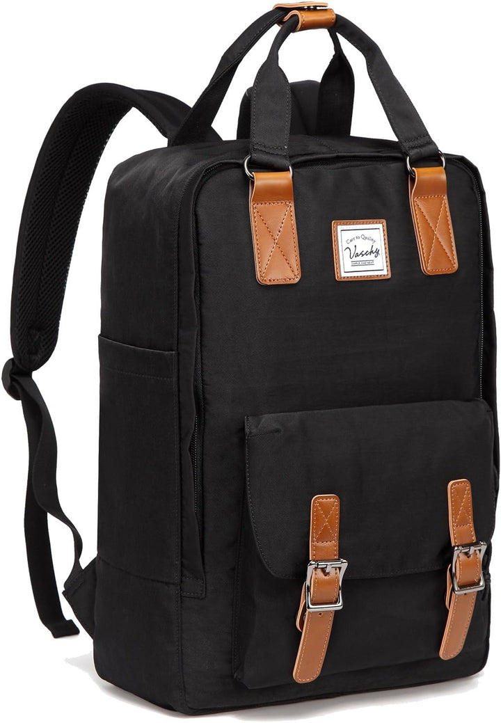 UrbanEase vintage laptop backpack, water-resistant, 15.6-inch, for work & travel.