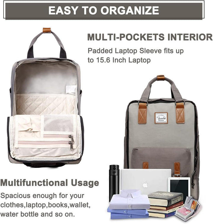 Durable water-resistant work backpack for 15.6" laptops, ideal for professionals.