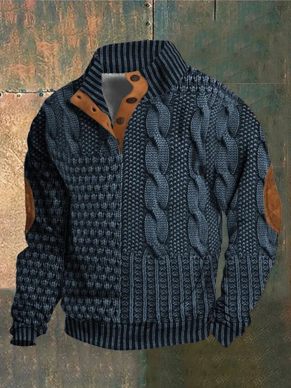 Warm unisex retro knit sweater, a chic vintage pullover jumper for cozy casual wear.