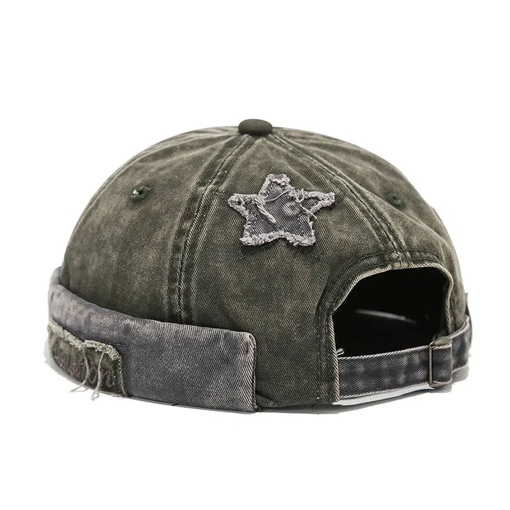 Stylish adjustable vintage distressed star patch dad hat for all genders.