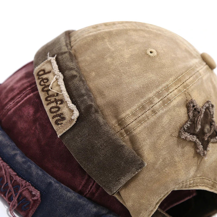 Casual dad hat, vintage distressed design with a star patch, unisex & comfortable.