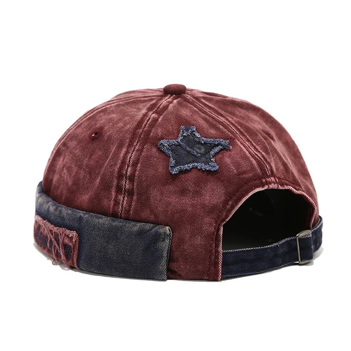 Adjustable unisex baseball cap, vintage distressed with a prominent star patch design.