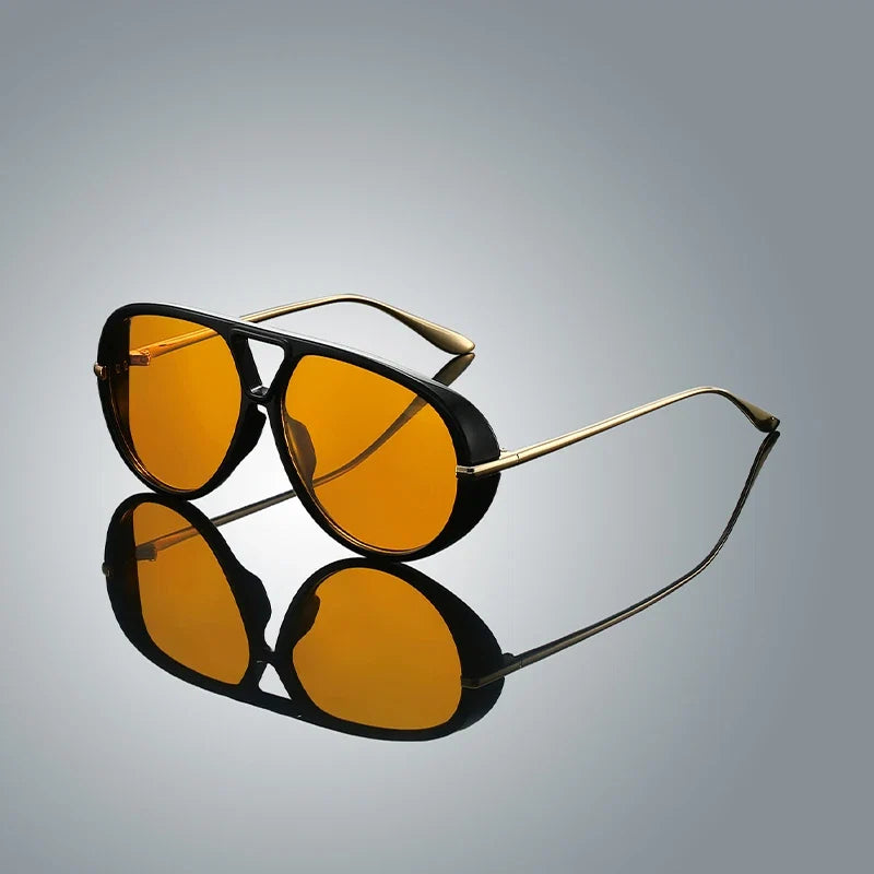 Unisex Vintage Edge UV400 sunglasses with lightweight metal frame, a stylish retro fashion accessory.