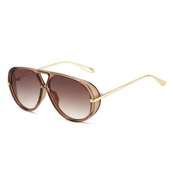 Lightweight metal frame Vintage Edge UV400 sunglasses, a chic unisex retro eyewear fashion accessory.