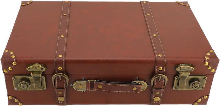 Unisex vintage leather overnight case, side view, showcasing sturdy construction and carryon size