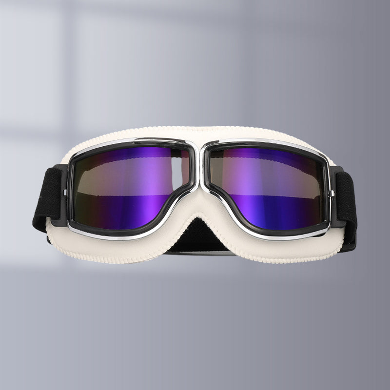 Classic rider eye protection: Vintage motorcycle goggles with adjustable strap.