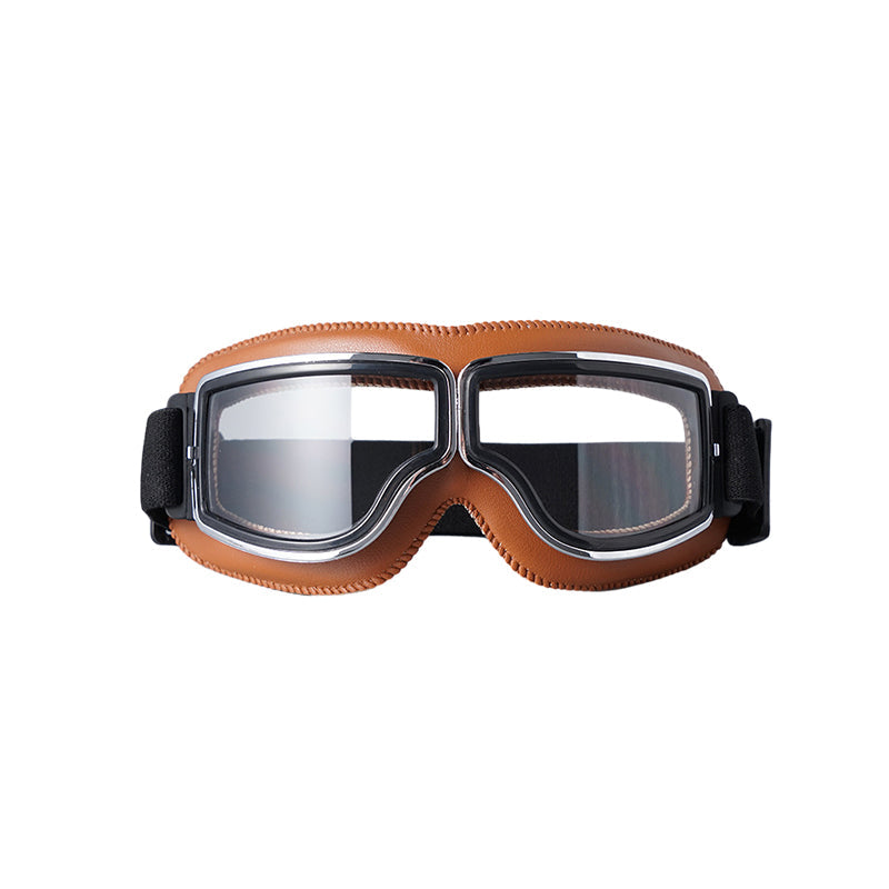 Spectacle-friendly vintage motorcycle goggles, essential rider accessories.