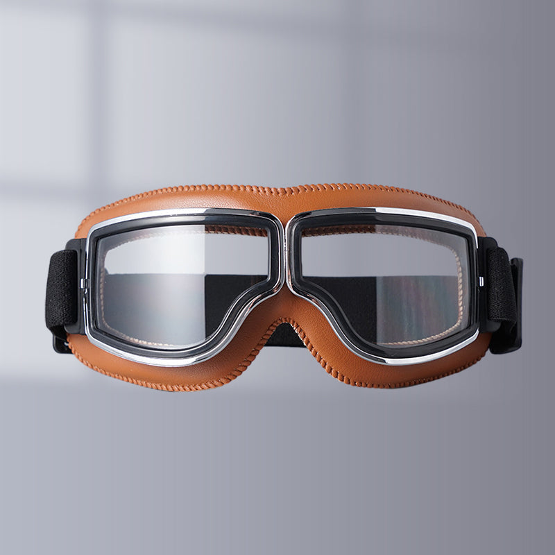 Durable motorcycle eyewear: Retro goggles offering wind & UV protection.