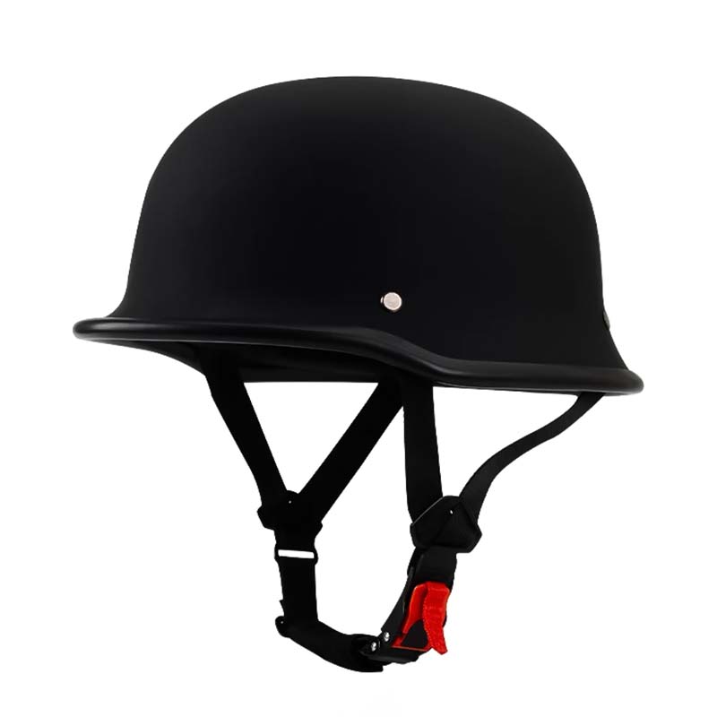 Gloss Black Vintage Open-Face Motorcycle Helmet. ECE DOT certified protective riding gear.