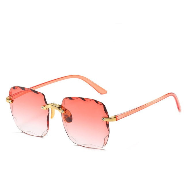 Sleek unisex rimless sunglasses with vintage appeal & square frame. Enjoy UV400 protection for your eyes in style.