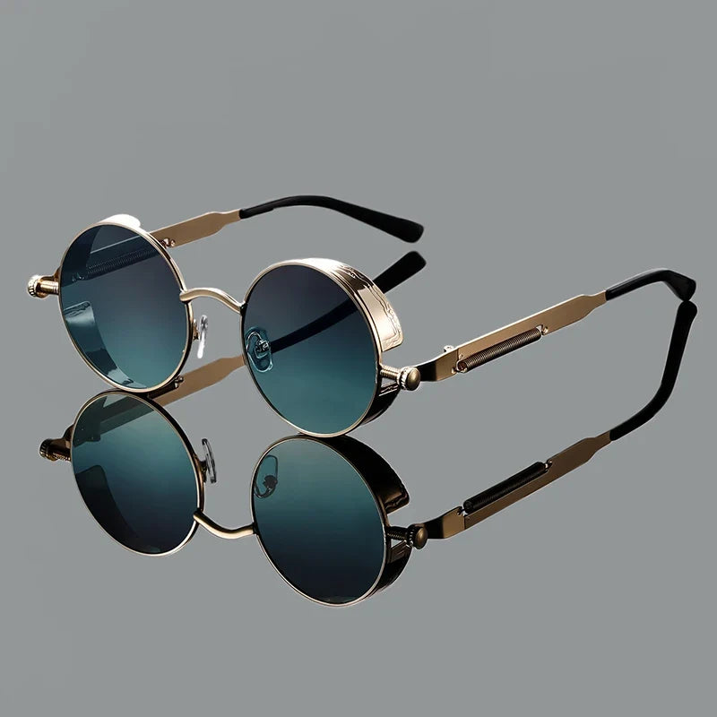 Unisex vintage round sunglasses featuring UV protection and a classic retro 70s style, ideal for fashion eyewear.