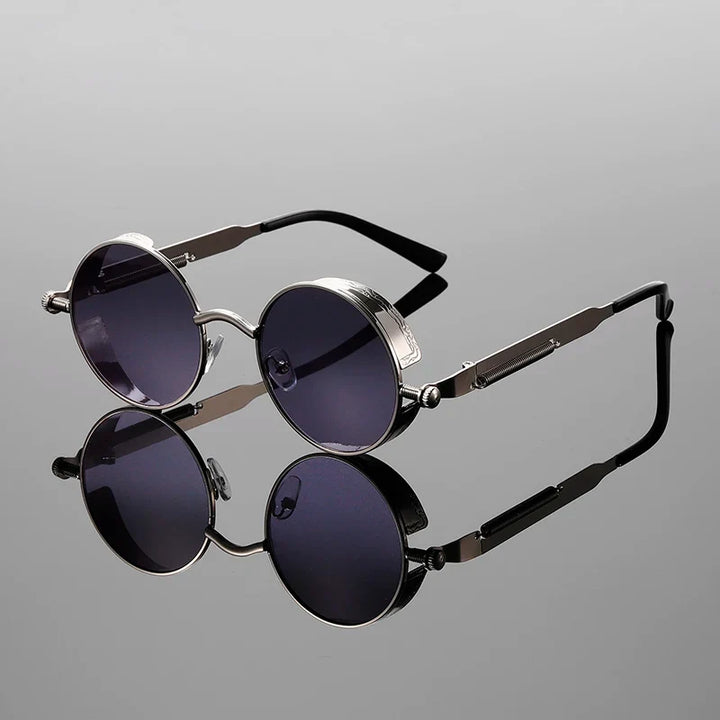 Classic vintage round unisex sunglasses with gradient lenses, providing stylish retro eyewear and UV protection.