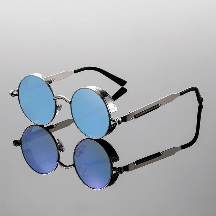 Stylish unisex retro round sunglasses with vintage frames and gradient UV protection lenses for a fashionable look.