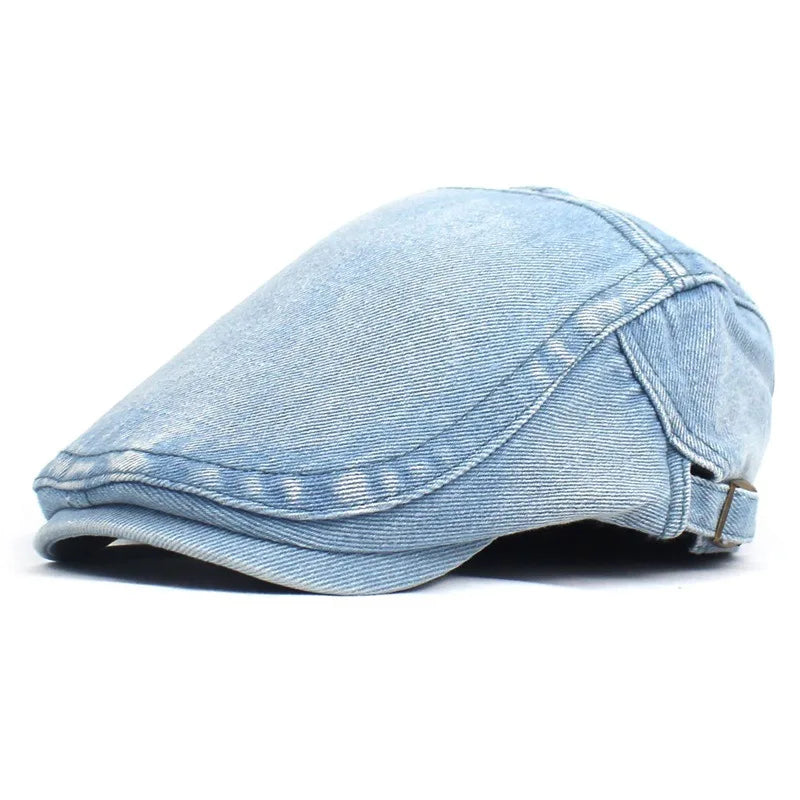 Unisex vintage style denim ivy cap, perfect for casual wear & streetwear, offering comfort.