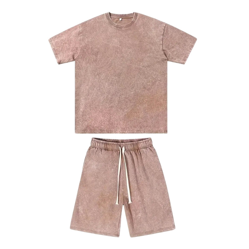 Comfortable unisex vintage wash cotton matching set, featuring a soft touch and relaxed fit.
