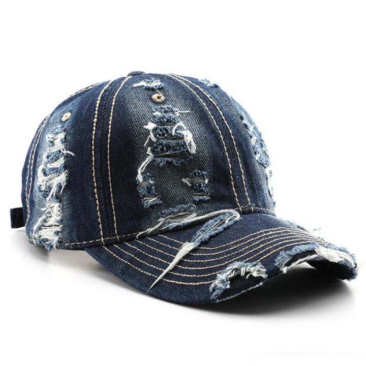 Unisex vintage washed denim hat, adjustable fit for comfort. Classic casual style, an essential everyday accessory.