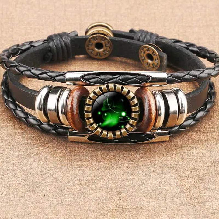Stylish unisex retro armband with zodiac charms, made from stainless steel for an astrological look.