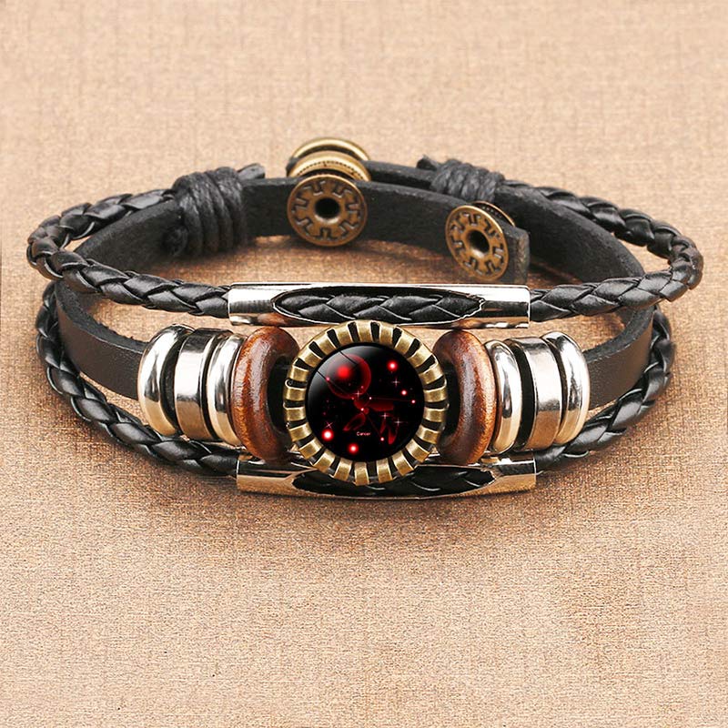 Astrology charm bracelet, vintage retro design with celestial zodiac symbols, a unisex jewelry item.