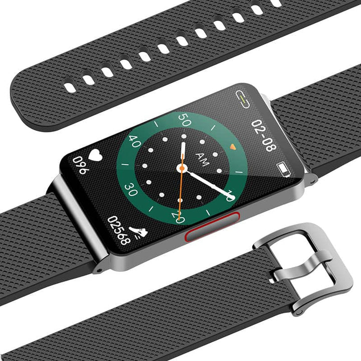 VitalTrack activity tracker providing detailed data on heart rate, blood pressure, steps, and sleep patterns.