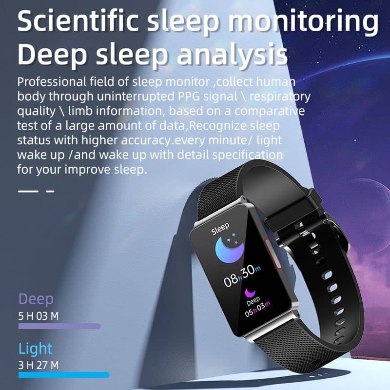 Durable waterproof VitalTrack activity tracker for sports, monitoring steps, calories, heart rate, and sleep.