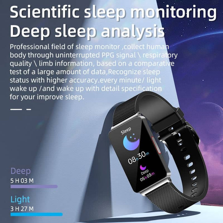 Durable waterproof VitalTrack activity tracker for sports, monitoring steps, calories, heart rate, and sleep.