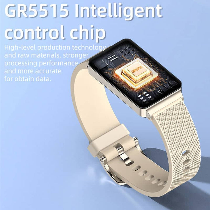 VitalTrack smart fitness tracker wristband: 24/7 heart rate, blood pressure, sleep, and activity monitoring.