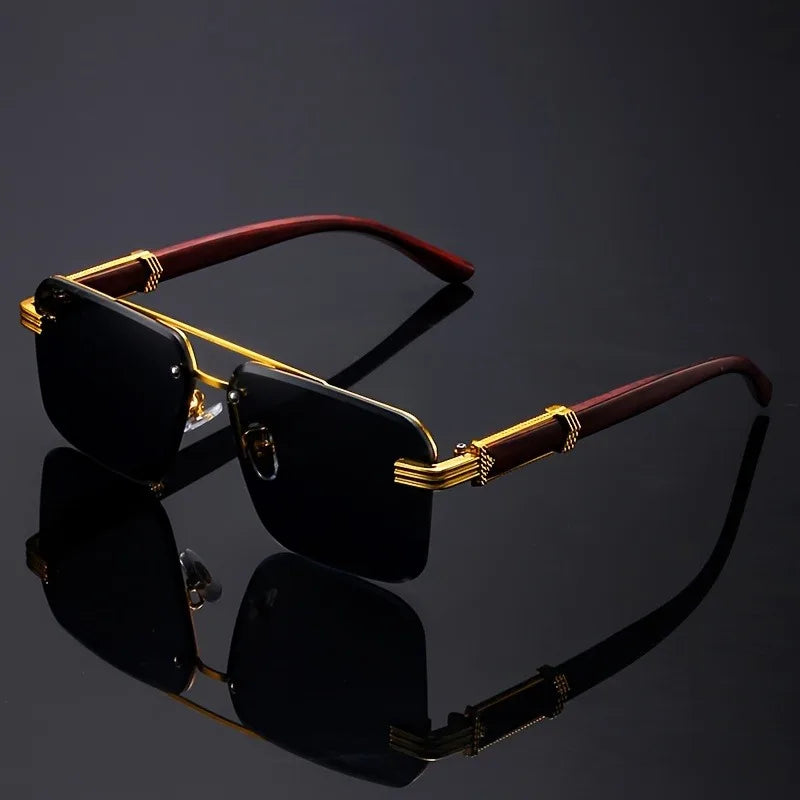 Stylish Vittoro rimless sunglasses for men & women. Features unique wood temples & essential UV400 sun protection.