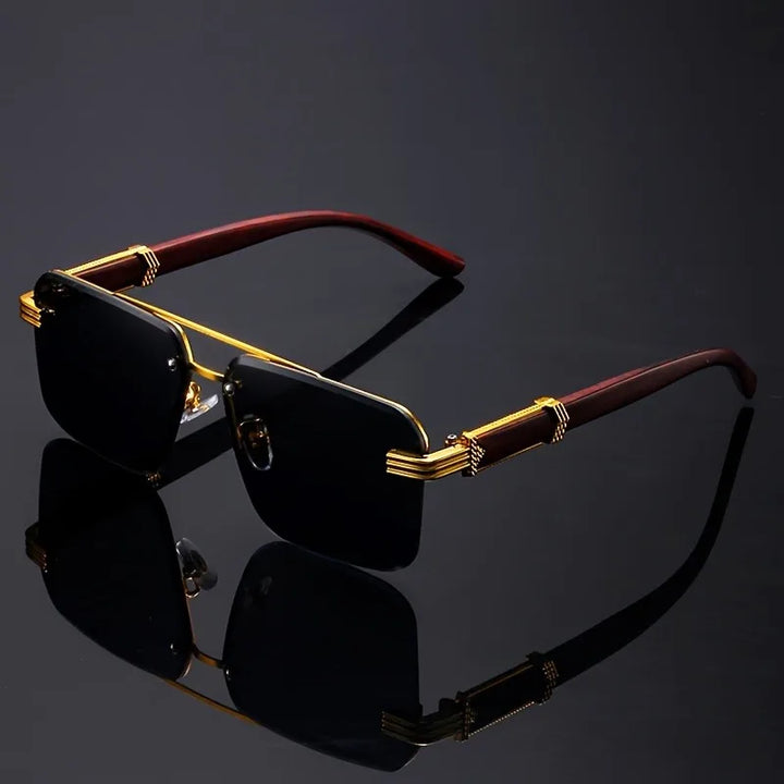 Stylish Vittoro rimless sunglasses for men & women. Features unique wood temples & essential UV400 sun protection.