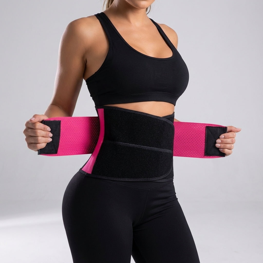 ThermoBelt waist trainer enhances core temperature and provides back support for fitness activities