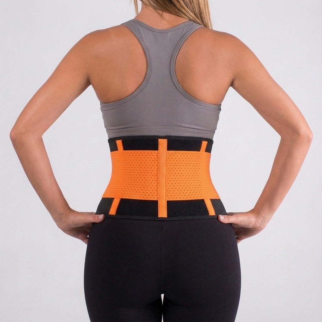 Ergonomic waist trainer belt designed for back support and core stability during training
