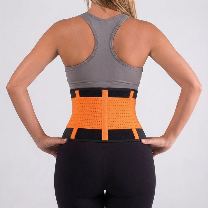 Ergonomic waist trainer belt designed for back support and core stability during training