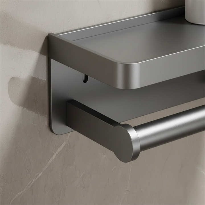 Space-saving wall-mounted toilet paper holder, aluminum duplex design, perfect for small bathrooms