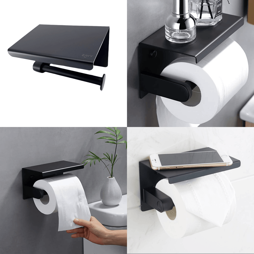 Unisex Wall-Mounted Toilet Paper Holder with Shelf