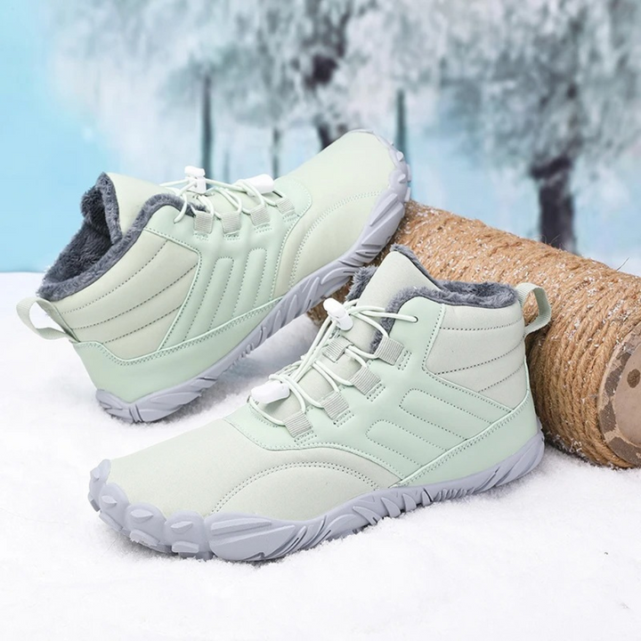 Unisex Warm Barefoot Snow Boots FrostFlex, slip-resistant for winter comfort & outdoor adventures.