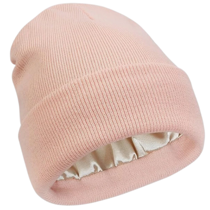 Comfortable unisex knit beanie. Soft satin lining provides hair protection & warmth for winter.