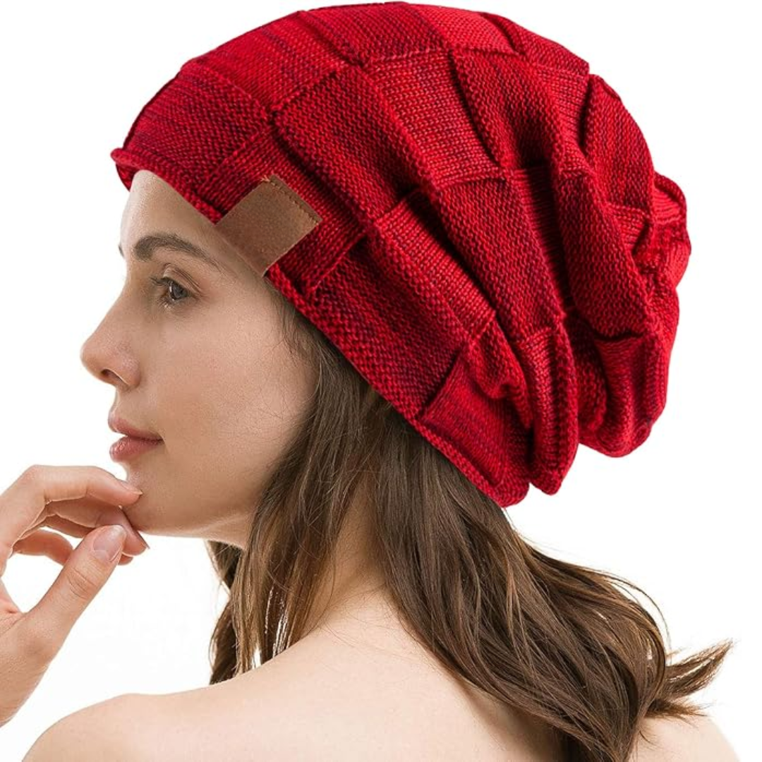 Unisex warm knitted slouchy beanie hat in a classic gray shade, perfect winter accessory
