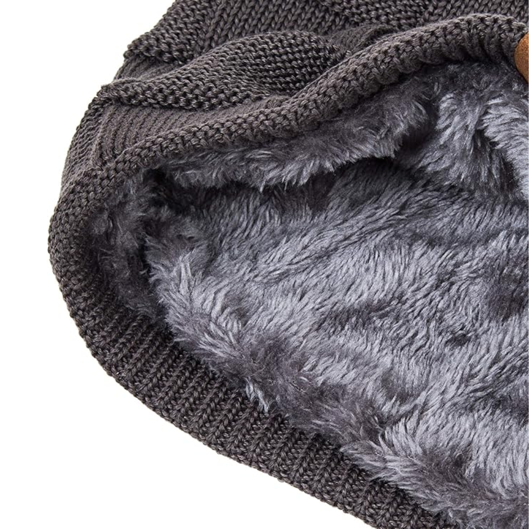 Winter accessory: a comfortable, warm, and stretchable knitted beanie hat in black