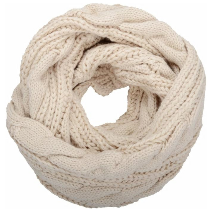 Davina warm ribbed knitted winter scarf providing neck warmth, ideal for snowy days