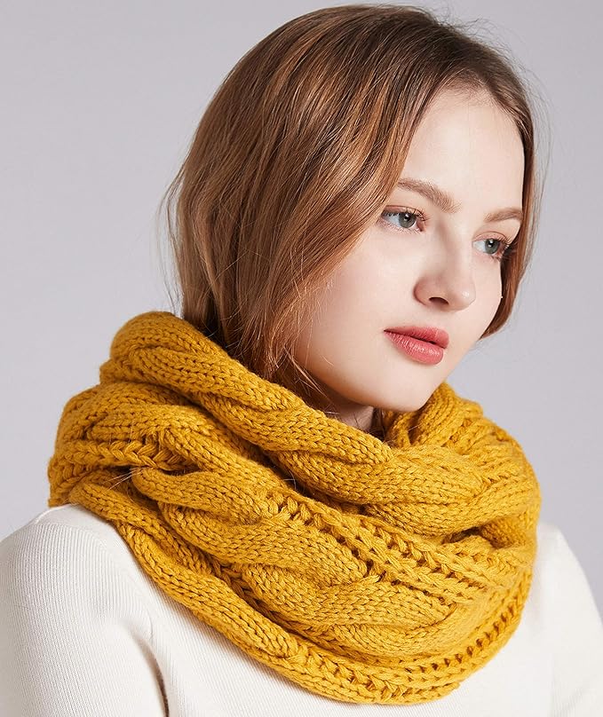 Back view of a model showcasing the warmth of a Davina unisex winter scarf