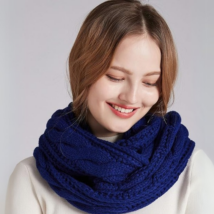 Texture swatch of the Davina unisex ribbed knit winter scarf, durable and soft