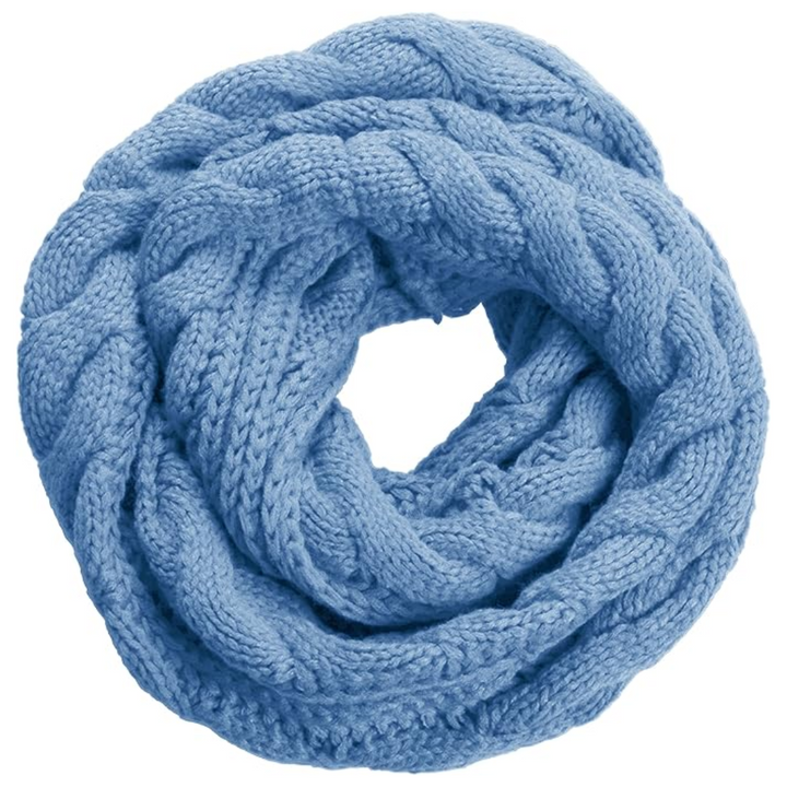 Detailed view of the Davina warm ribbed knitted winter scarf's soft, comfortable material