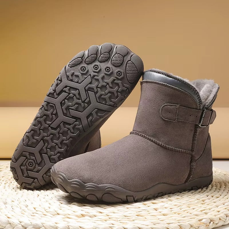 Graphite grey unisex winter barefoot boots, designed for flexibility, warmth, and a roomy toe box.