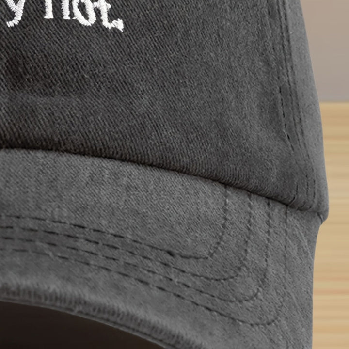 Adjustable Washed Cotton Baseball Cap, back view showing strap. Comfortable, casual unisex hat with a perfect fit.
