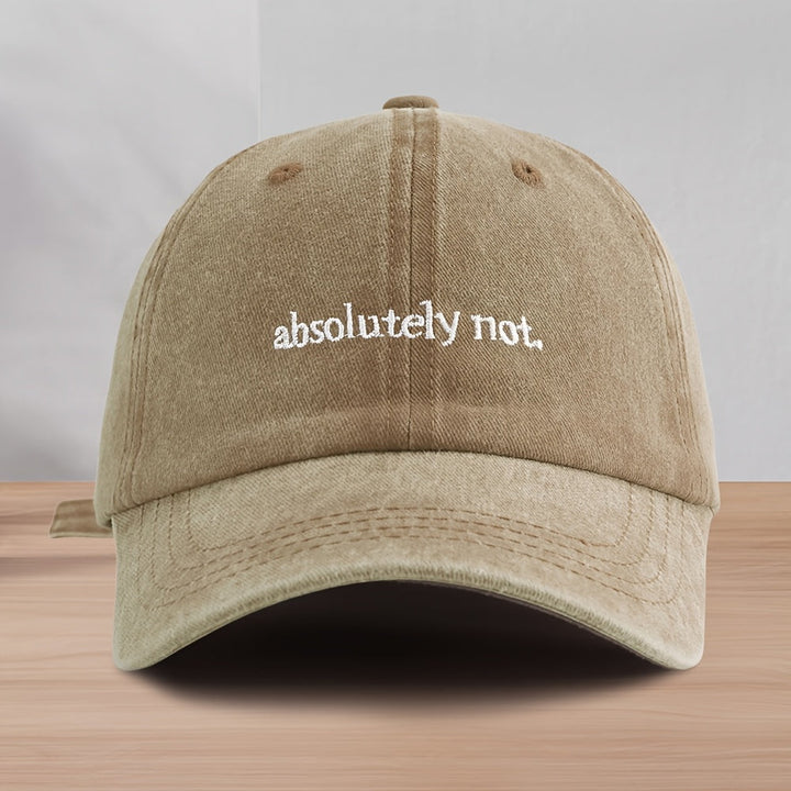 Front view of a low profile Washed Cotton Baseball Cap. Unisex, adjustable, and comfortable hat for casual everyday style.