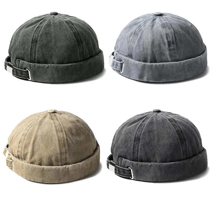 Versatile unisex brimless cotton cap with a washed finish. Adjustable and comfortable for any casual outfit.
