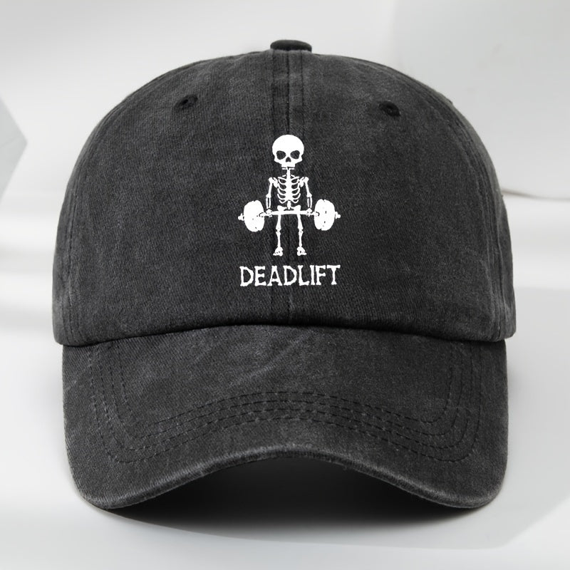 Unisex Washed Cotton Deadlift Cap for gym workouts, strength training & fitness. Adjustable & breathable.
