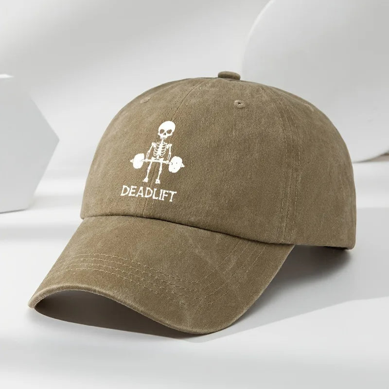 Unisex Washed Cotton Deadlift Cap, a versatile gym & workout hat ideal for strength training.